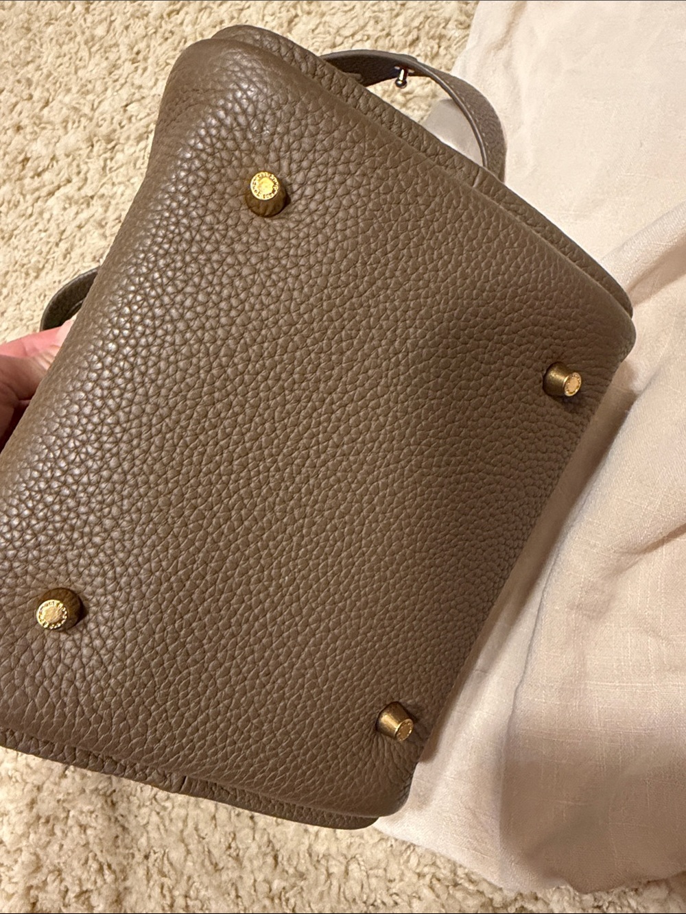 Songmont Pebbled Leather tote Bag in Taupe - Picture 3 of 7